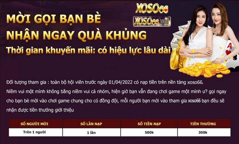 Nhận thưởng khi giới thiệu bạn bè cùng chơi